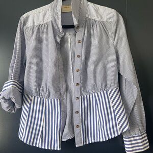 Anthropologie Blue and White Striped Button Down Shirt